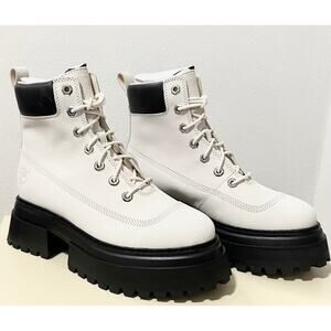 NWT: Timberland - Women's, White Nubuck, Platform Combat Boots (US 7.5M)